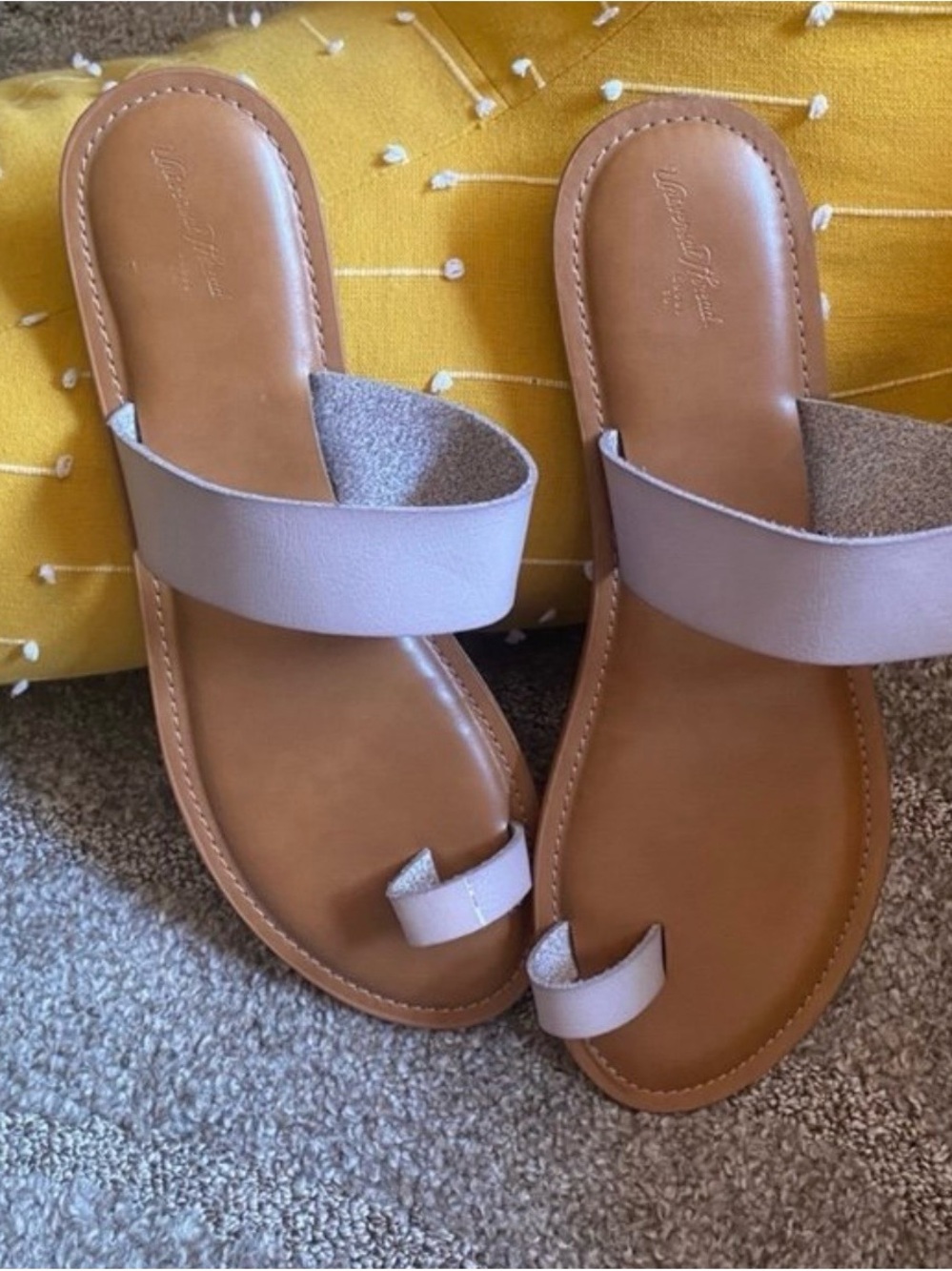 Universal Thread Taupe Leather Toe-Loop Slide Sandals- 2 Pairs/One Price